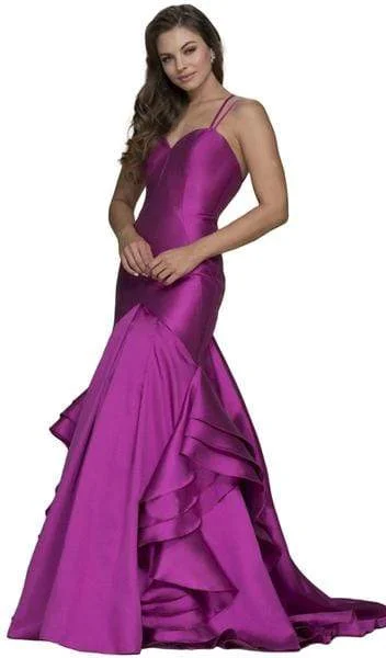 Casual Clothing For Women Nox Anabel - Sweetheart Bodice Ruffled Mikado Trumpet Evening Gown C034 - 1 pc Magenta In Size 3XL Available