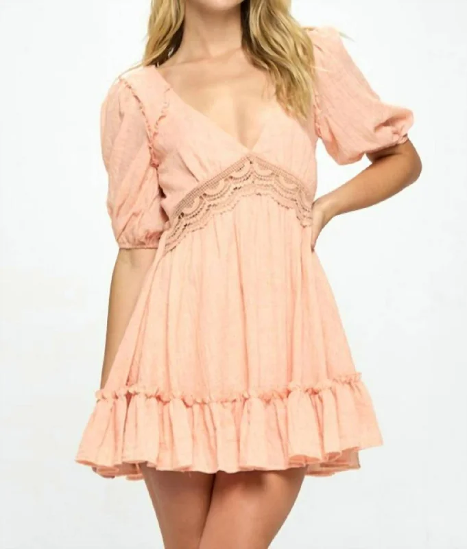 Casual Clothing For Women Sunday Brunch Mini Dress In Peach