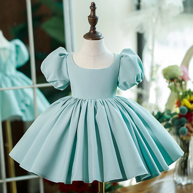 Women's Trendy Activewear Apparel Baby Girl Birthday Party Dress Toddler Summer Puff Sleeves Wedding Princess Dress