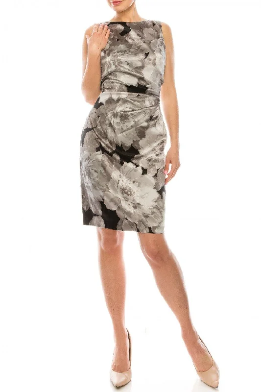 Women's Travel Attire London Times Floral Print Satin Sheath Dress