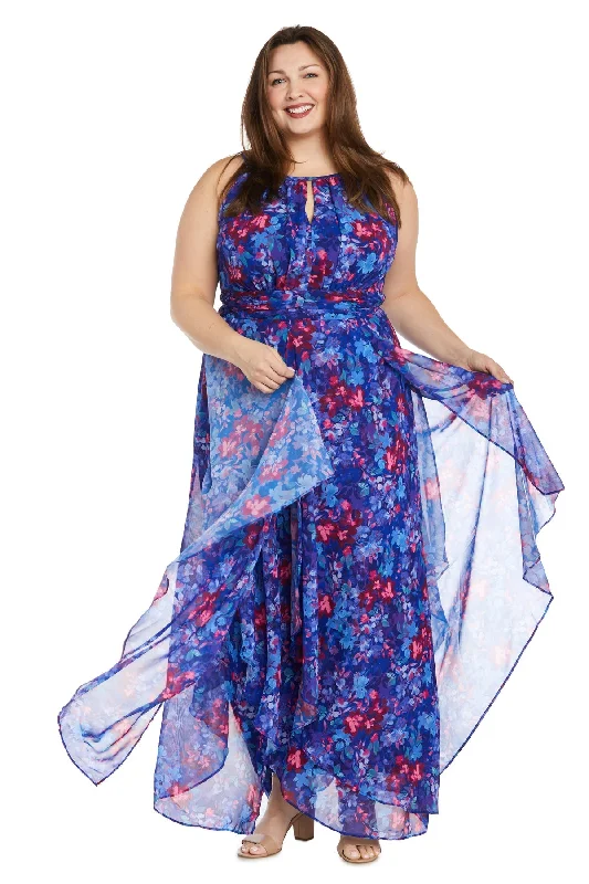 Women's Vacation Garments R&M Richards 3048W Long Floral Printed Formal Plus Size Dress