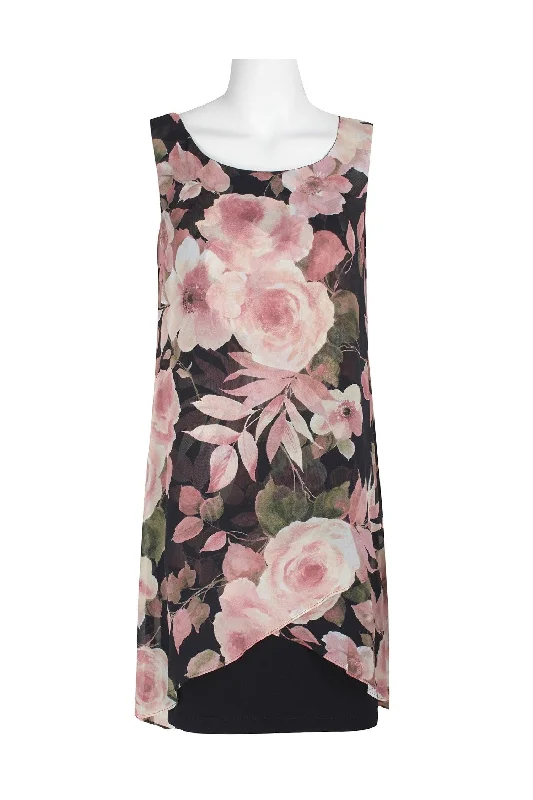 Women's Effortless Casual Outfit Connected Apparel Floral Print Tiered Short Dress