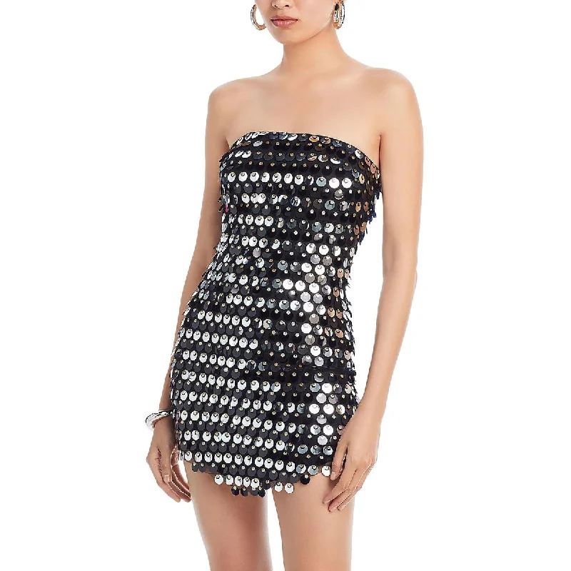 Timeless Women's Apparel Womens Paillettes Strapless Mini Dress