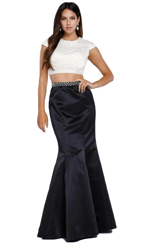 Women's Activewear Attire Nox Anabel - 8227 Two-Piece Pearl Embellished Gown