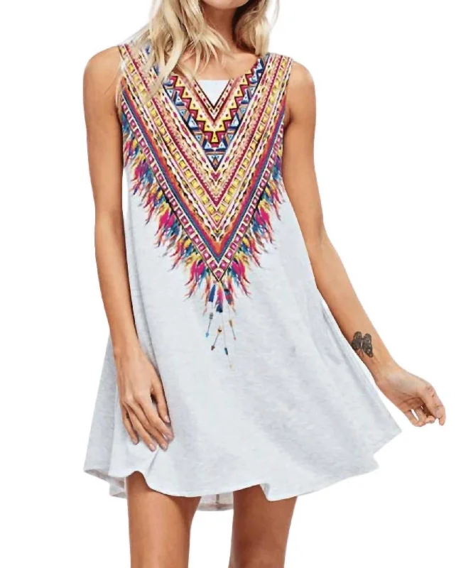 Casual Attire For Women Anais Bohemian Mini Dress In Heather Gray