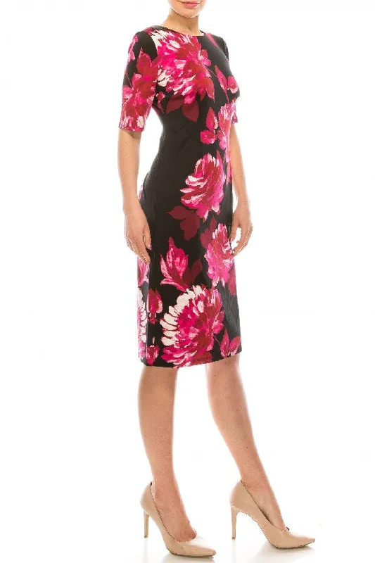 Women's Date Night Outfit London Times Painted Floral Printed Sheath Dress