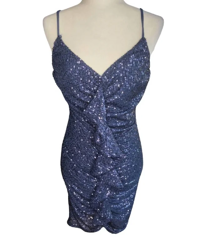 Women's Vintage Clothes Sequin Mini Dress In Navy