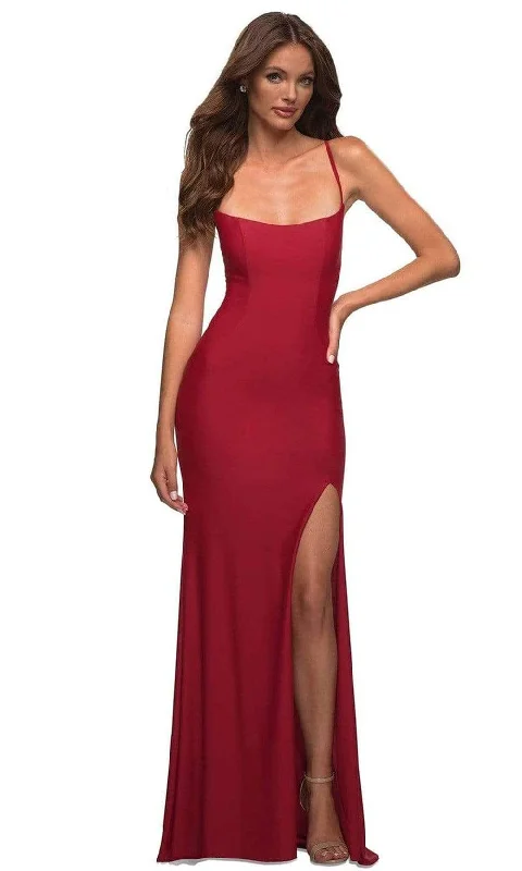 Women's Chic Outerwear Attire La Femme - 30436 Scoop Neck High Slit Gown