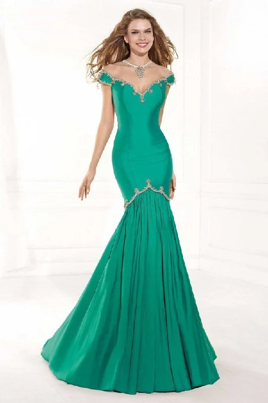 Women's Active Clothing Tarik Ediz Jewel Neckline Embellished Mermaid Gown 92379