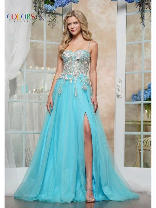 Women's Vintage-Inspired Outfit Colors 3496 A Line Long Formal Floral Prom Dress