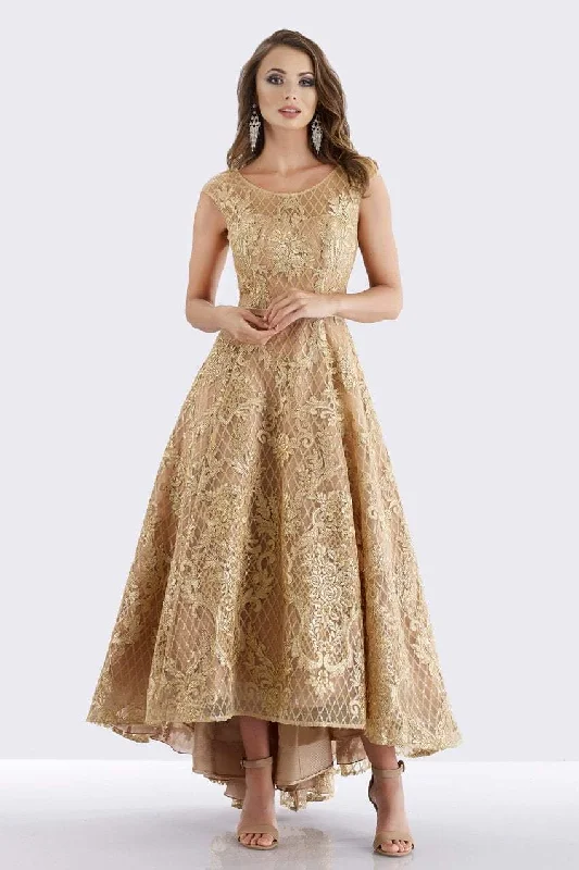 Women's Seasonal Garments Feriani Couture - 18650 Cap Sleeve Embroidered High Low Gown