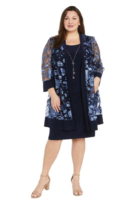 Women's Resort Garments R&M Richards 1852W Short Floral Print Jacket Plus Size Dress