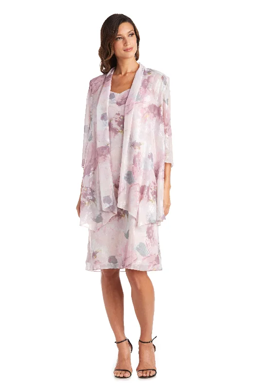 Women's Comfortable Lounge Attire R&M Richards 7738P Short Floral Chiffon Petite Dress