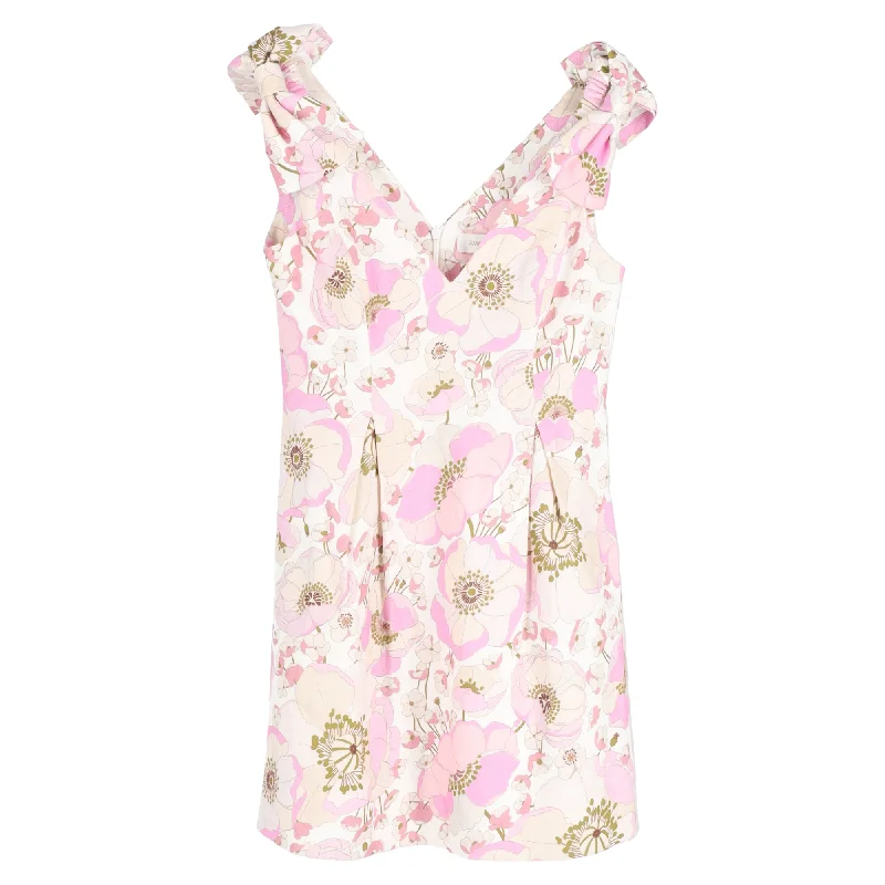 Women's Clothes For Work Zimmermann Super Eight Bow Detail Mini Dress In Pink Linen