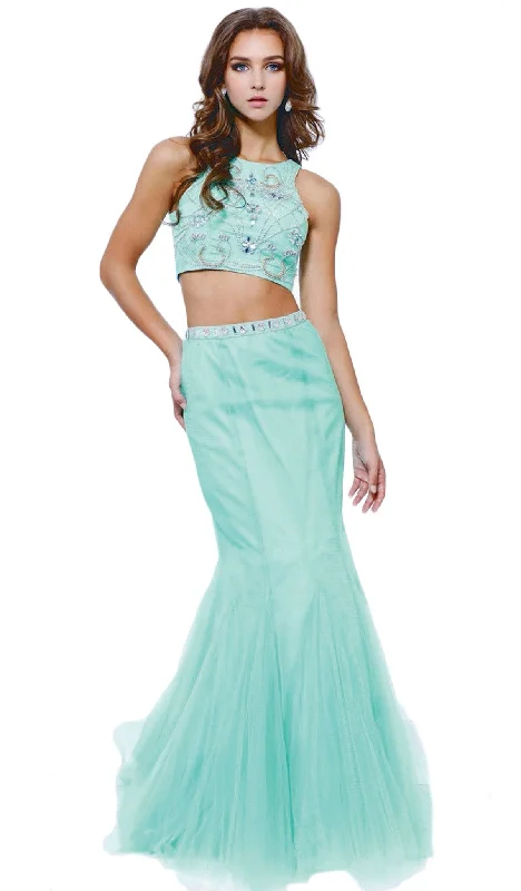 Women's Outerwear Garments Nox Anabel - 8156 Embellished Halter Crop-Top Two Piece Evening Gown