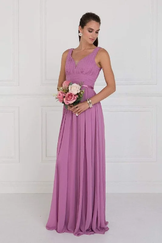 Women's Holiday Clothing Elizabeth K - GL1525 Ruched Deep Sweetheart Chiffon A-Line Gown