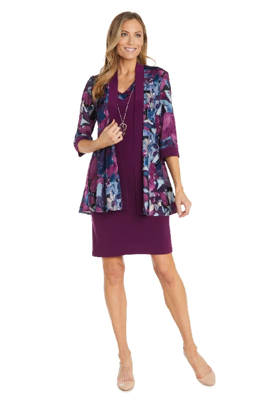 Women's High-Fashion Garments R&M Richards 1518P Short Floral Printed Jacket Petite Dress