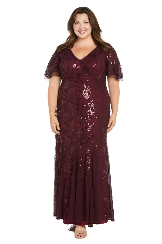 Timeless Women's Garments R&M Richards 3215W Floral Sequin Long Formal Plus Size Dress