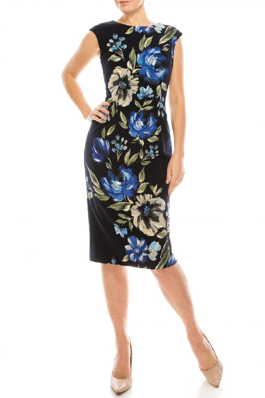 Women's Vintage Attire London Times Painted Floral Printed Sheath Dress