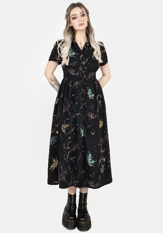 Stylish Women's Garments Rosanella Floral Print Midi Shirt Dress