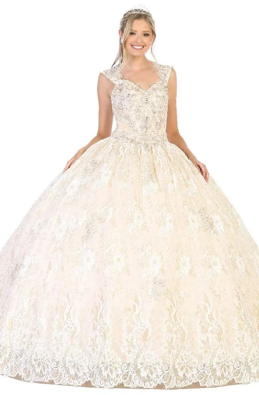 Fashionable Women's Outfit May Queen - LK131 Embroidered V-neck Ballgown