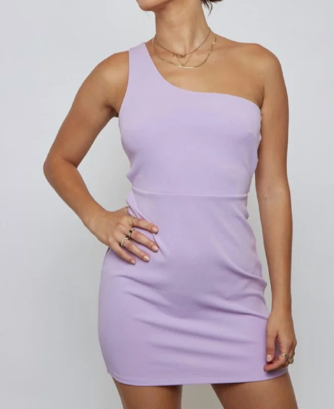 Women's Plus-Size Apparel One Shoulder Mini Dress In Lilac