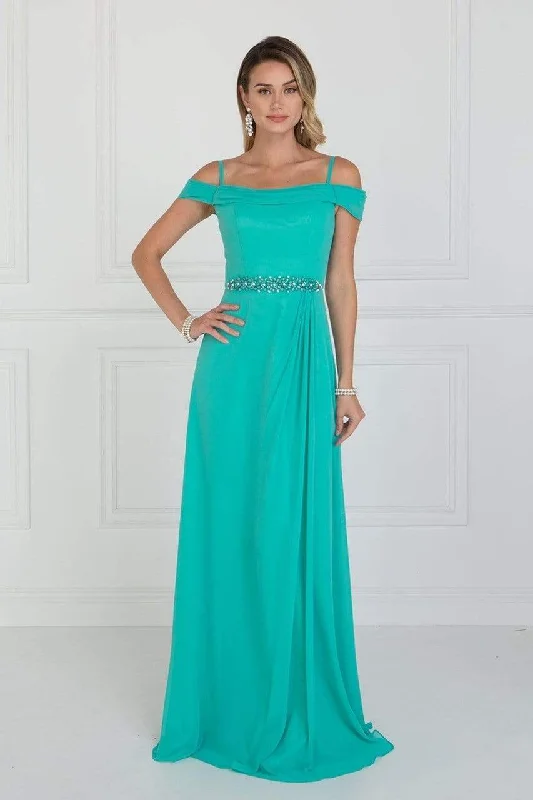 Affordable Women's Clothing Elizabeth K - GL1522 Draped Cowl Back A-Line Chiffon Gown