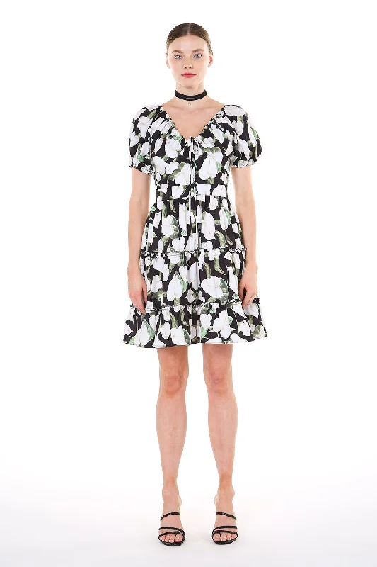 Women's High-Fashion Attire Short Sleeve Floral Mini Dress