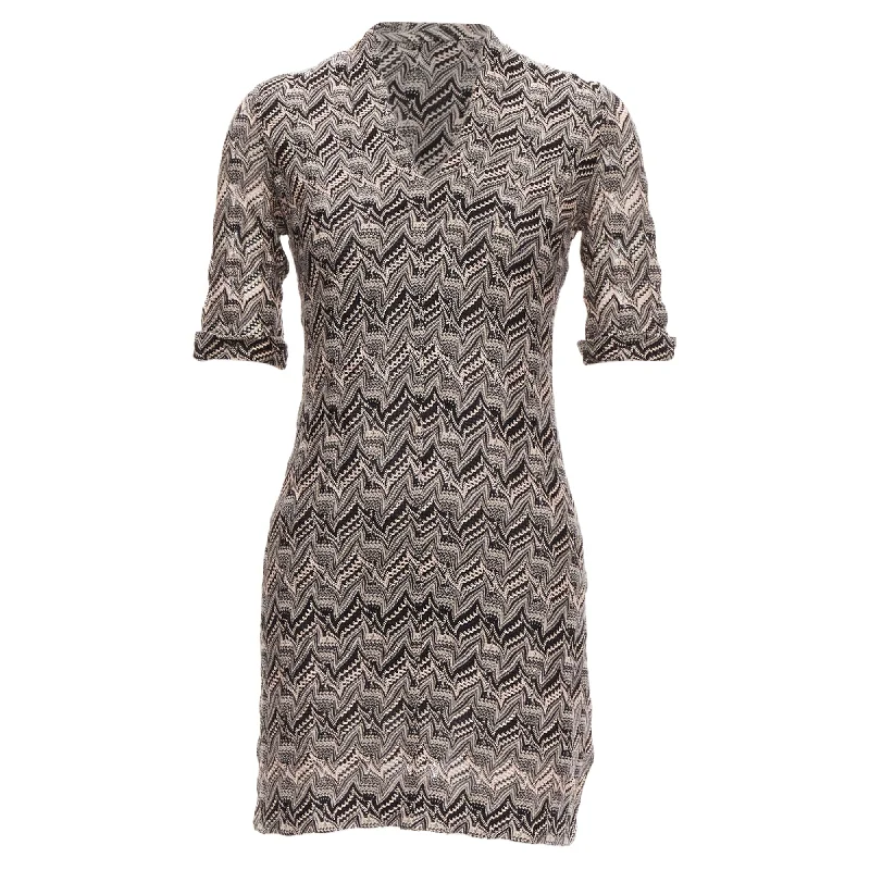 Women's Holiday Attire Missoni chevron knit lace v-neck mini dress