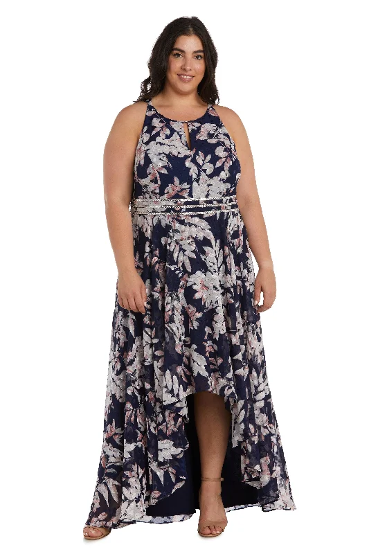 Women's Elegant Formal Outfit R&M Richards 9402W High Low Floral Plus Size Dress