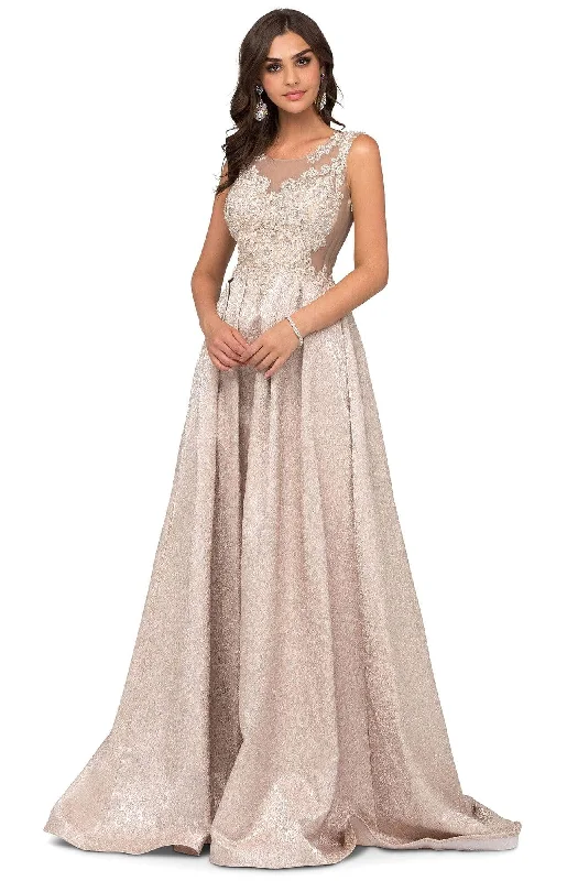 Women's Elegant Evening Outfit Cecilia Couture - 1448 Embroidered Jewel Neck A-line Gown