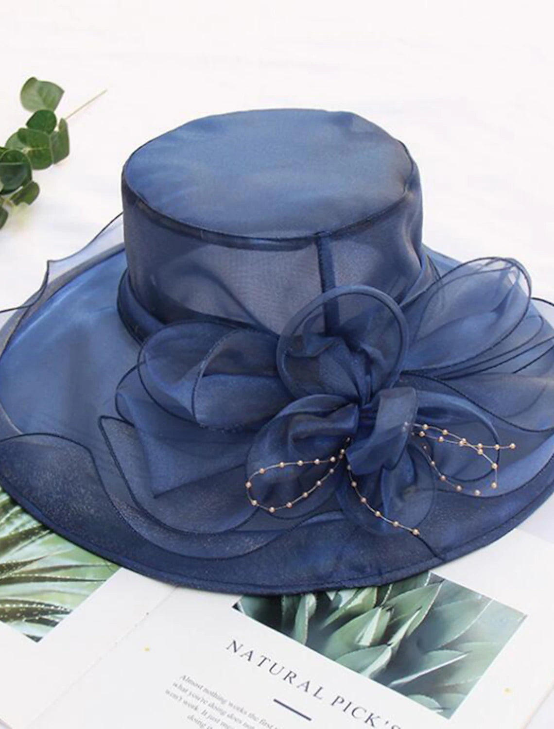 Women's Clothing DingJiDress Straw Hat Vintage Style Elegant Tulle Hats Headwear with Faux Pearl Flower Ruffle 1 PC Wedding Party