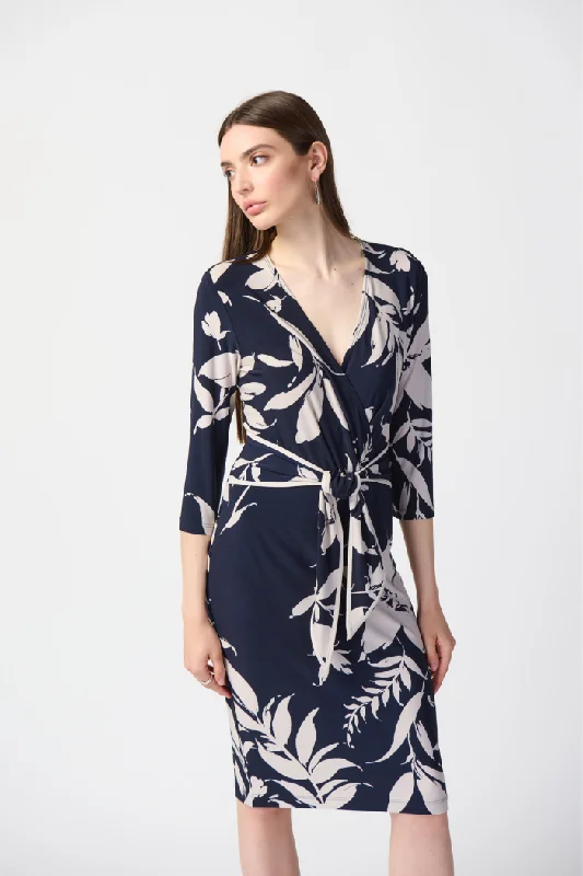 Women's Transitional Garments Floral Print Silky Knit Wrap Dress