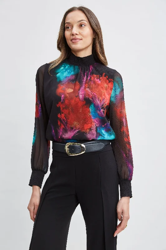 Women's Outerwear Apparel Mock Neck Studio Floral Shirt