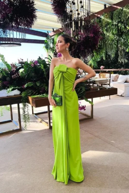 Women's Night-Out Clothes Green Strapless Sheath Long Party Dress Wedding Guest Dress, MD7853