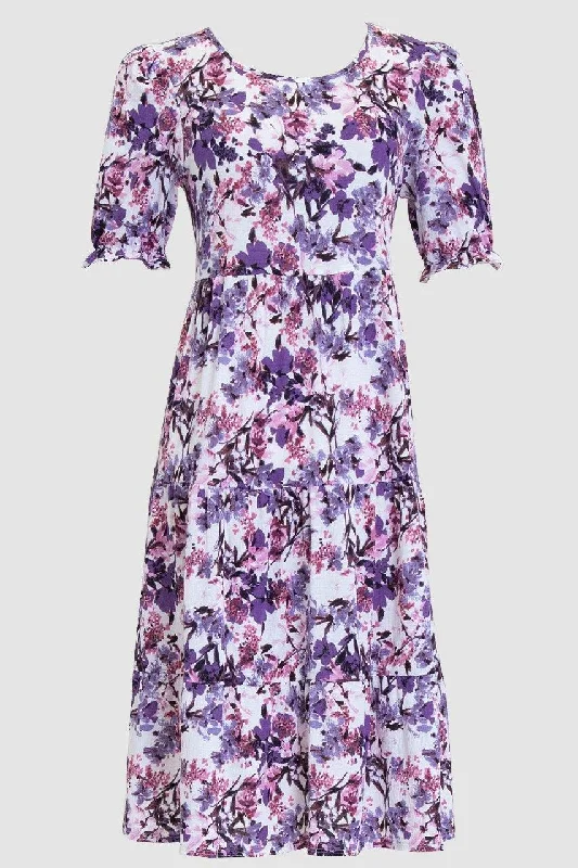 Women's Layered Outfit Connected Apparel Short Floral Long Sleeve Dress