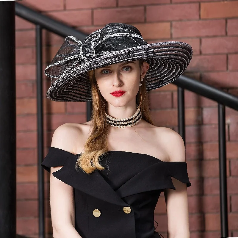 Women's Clothing For Everyday Wear DingJiDress Hats Headwear Hat Sun Hat Wedding Casual Elegant Wedding With Bowknot Headpiece Headwear