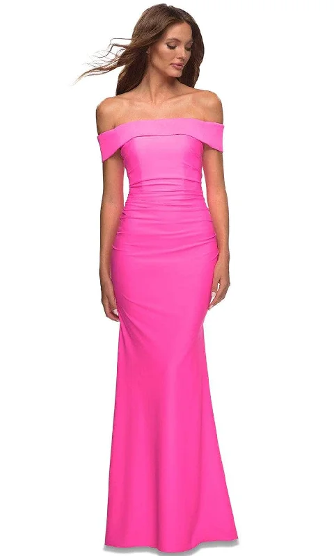 Women's Trendy Casual Clothes La Femme - Straight Across Ruched Prom Gown 30421SC