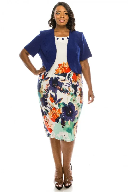 Stylish Women's Outfit Maya Brooke Short Floral 2 Piece Dress Plus Size