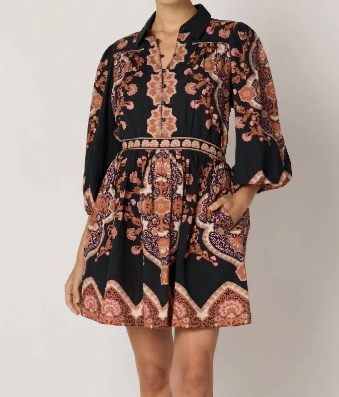 Women's High-Fashion Outfit Leigh Mini Dress In Dark Lagos