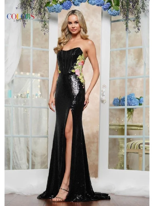 Women's Floral Print Outfit Colors 3536 Formal Floral Fitted Long Prom Dress