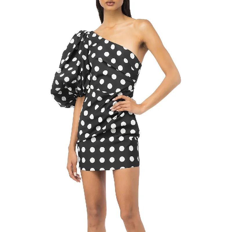 Women's Chic Apparel Womens Polka Dot One Shoulder Mini Dress