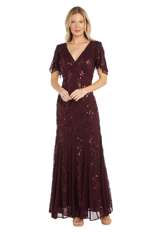 Women's Activewear Garments R&M Richards 3215 Long Evening Floral Sequin Formal Dress