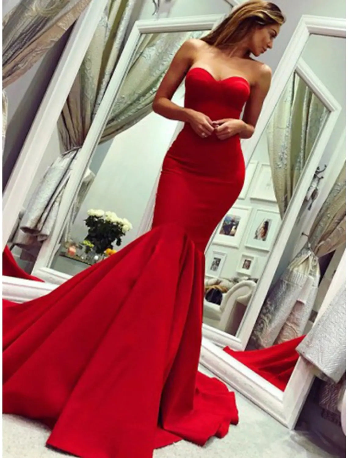 Women's Casual Wear Clothing Sexy Wedding Guest Formal Evening Dress Strapless Sleeveless Stretch Fabric with Pleats