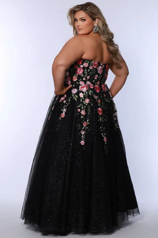 Women's Casual Outfit Sydneys Closet SC7407 Ball Gown Long Floral Formal Plus Size Prom Dress