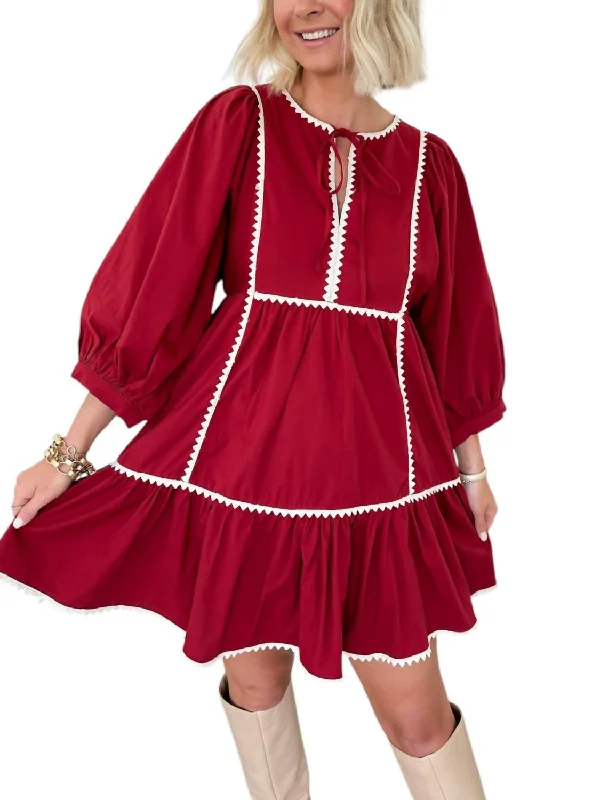 Women's Active Outfit For Fitness Twirl Around Mini Dress In Burgundy