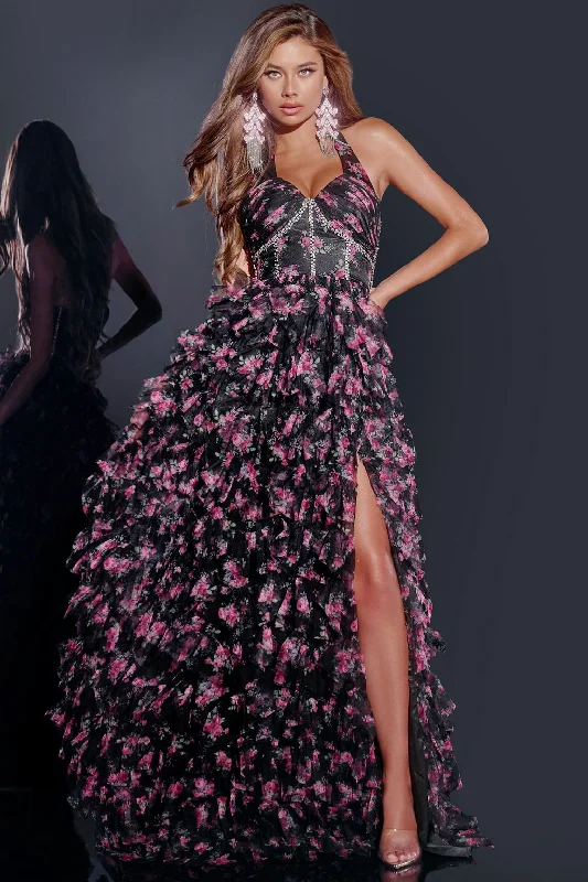 Women's Casual Apparel For Weekends Jovani D5065 A Line Long Floral Formal Prom Dress