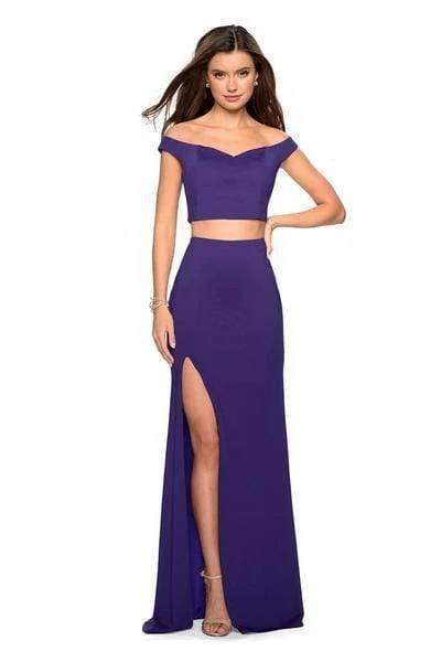 Women's Clothes For Work Events La Femme - Two Piece Off shoulder Gown with Slit 27496SC