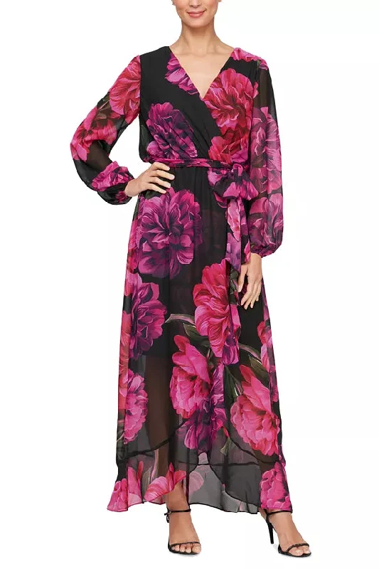 Affordable Luxury Women's Garments SL Fashions 9171954 Long Sleeve Floral Mother of the Bride Dress