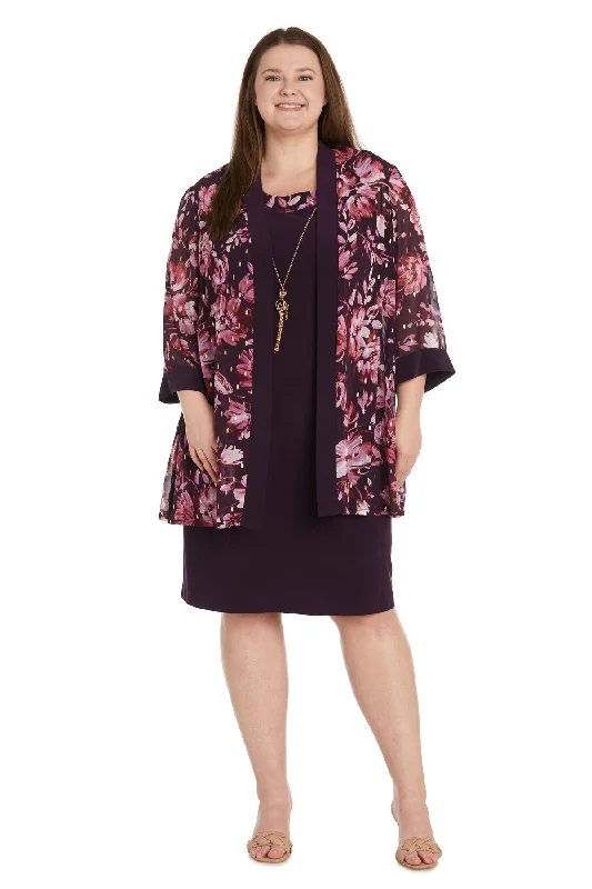 Comfortable Garments For Women R&M Richards 9646W Short Printed Floral Jacket Mother of the Bride Dress